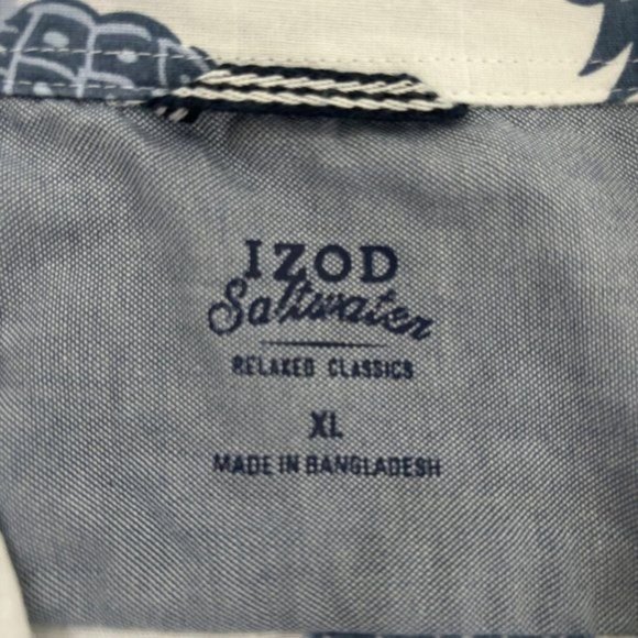 IZOD MENS Saltwater Dockside‎ Short Sleeve Pineapple Shirt - Size XL - Picture 4 of 7